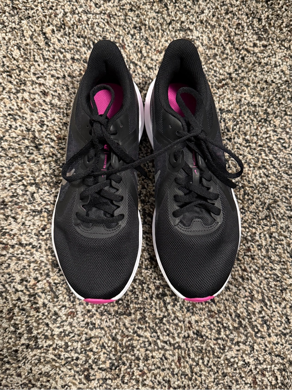 Nike Black Athletic Shoes with Pink Accents